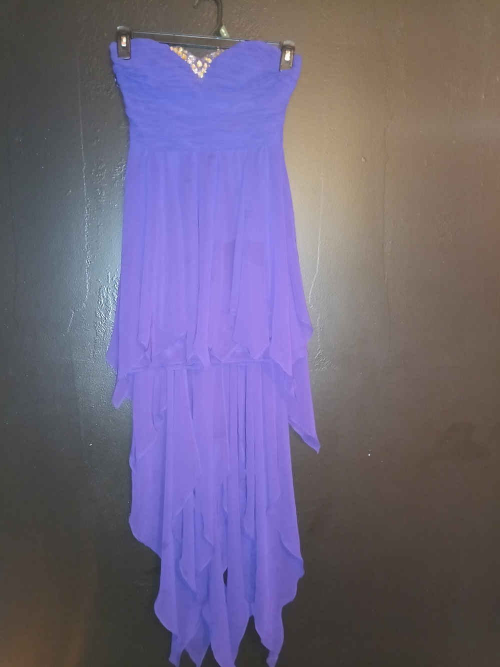 Strapless High-Low Chiffon Party Dress in Purple